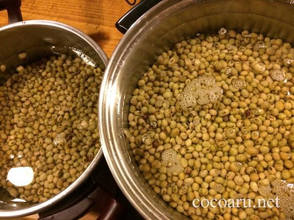 味噌の作り方・大豆を水につける